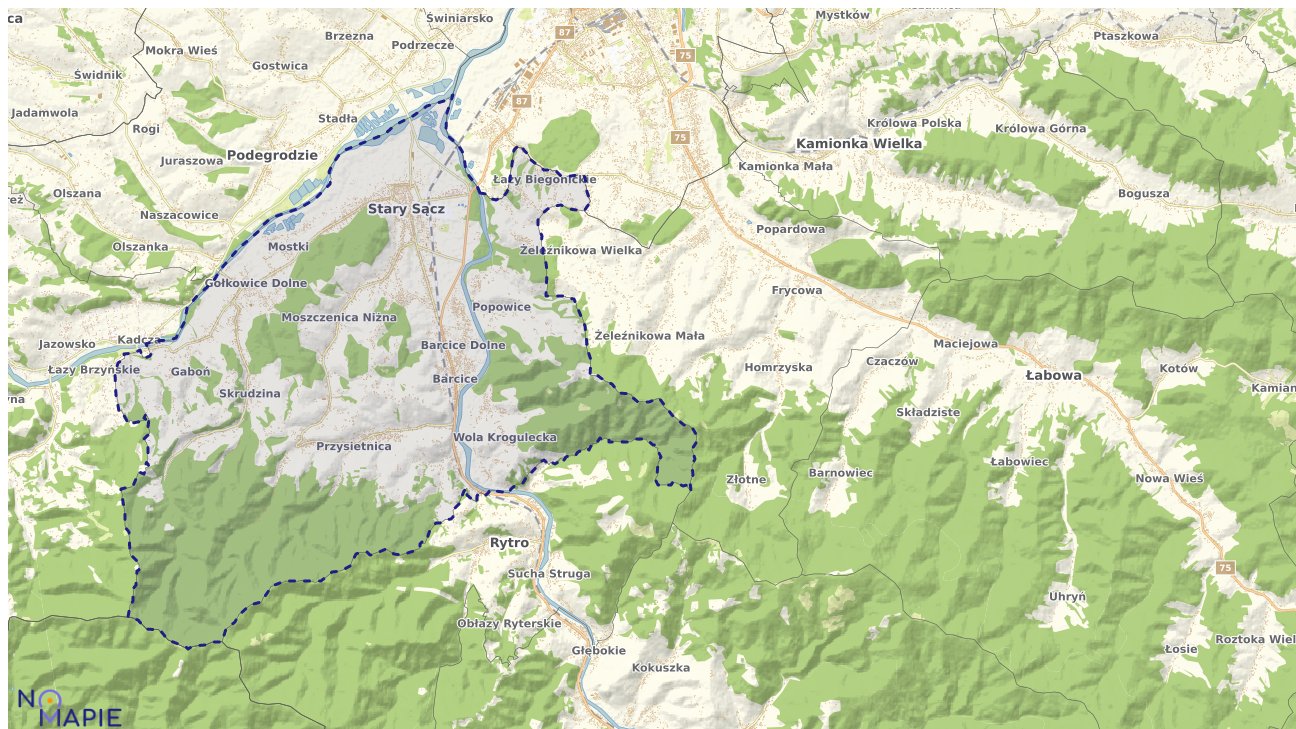 Mapa obszarów ochrony przyrody Starego Sącza